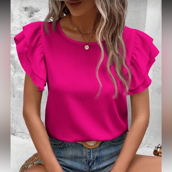 BellanBlue Green Ruffle Sleeve Blouse - Picture 8 of 8